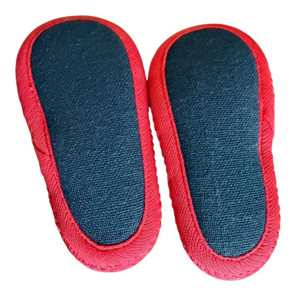HillTribe Embroidered Newborn Baby Shoes Red Bell Folk Art Hmong Thailand Infant